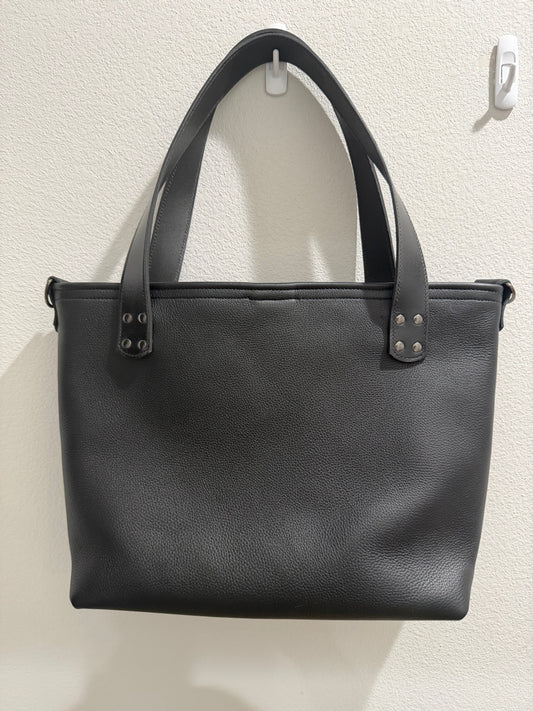 Large Leather Tote Bag - Black Pebbled 2