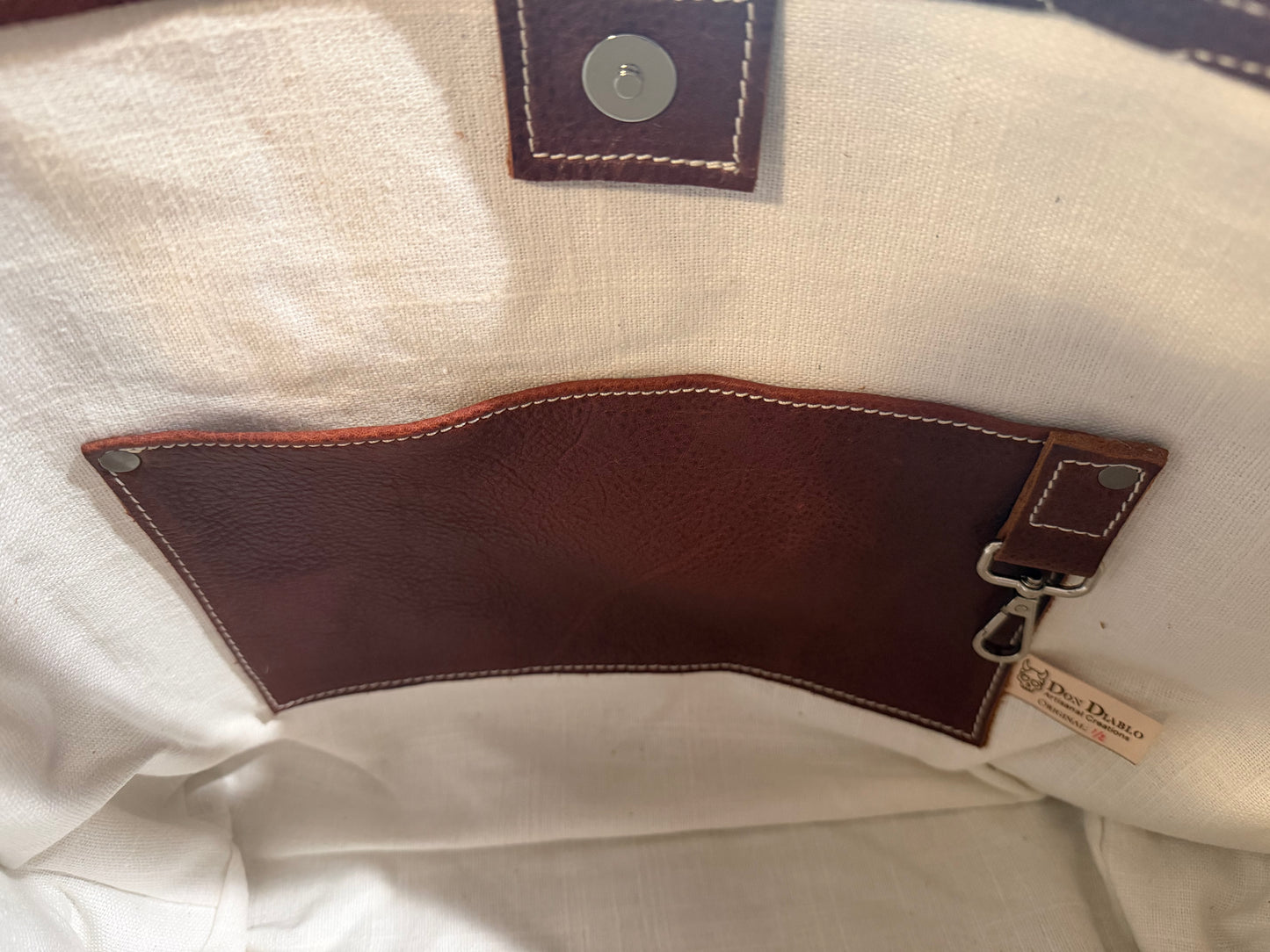Large Leather Tote Bag - Pebbled Brown