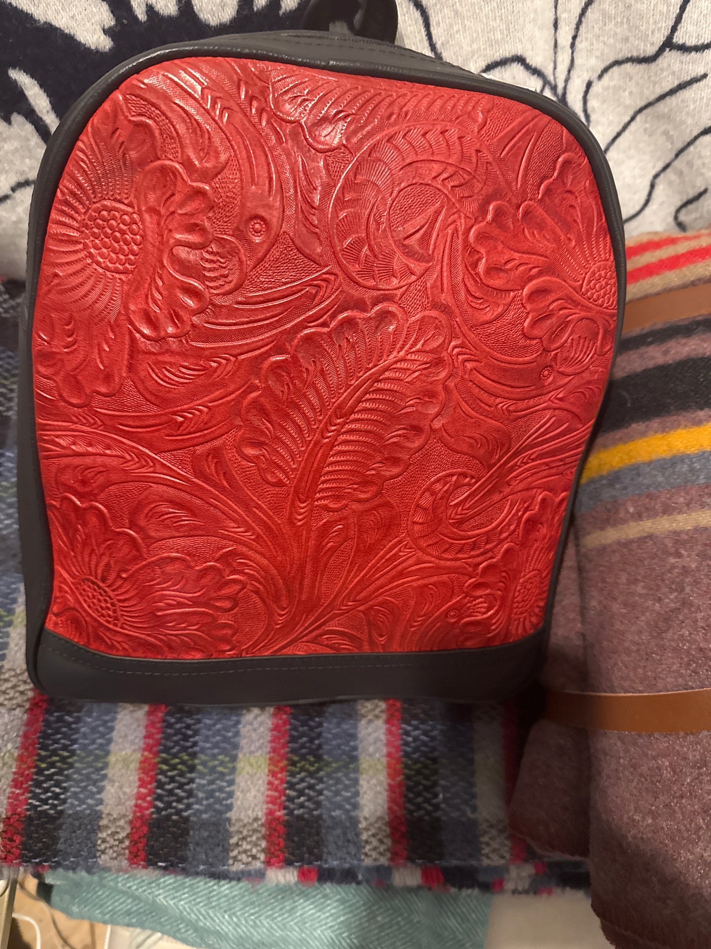 Embossed Leather Backpack