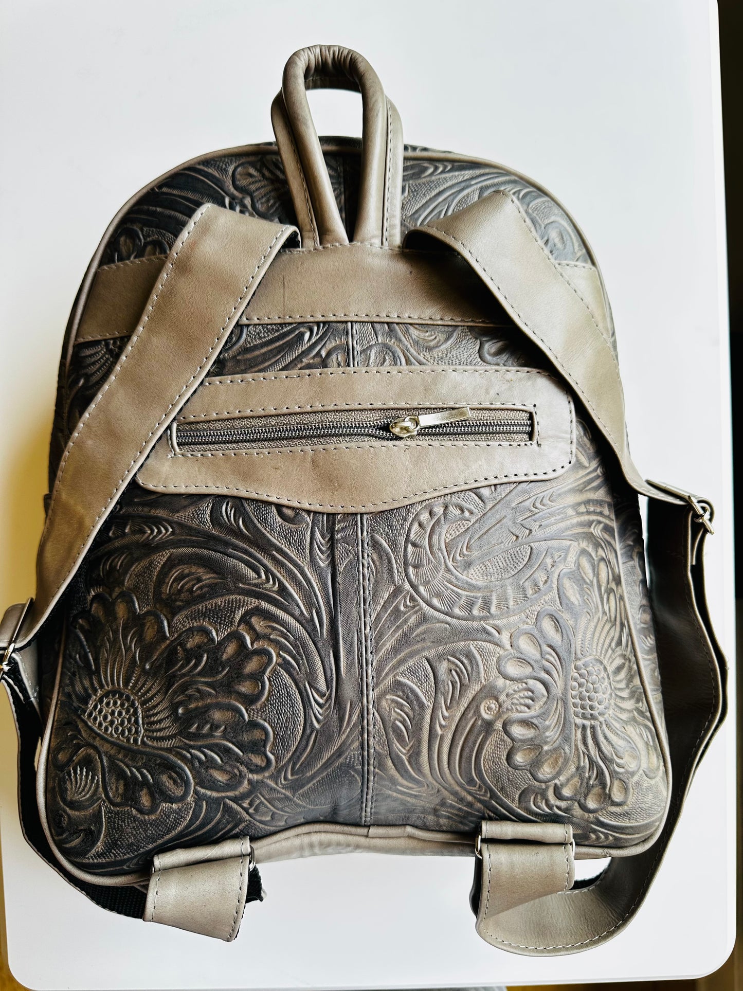 Embossed Leather Backpack