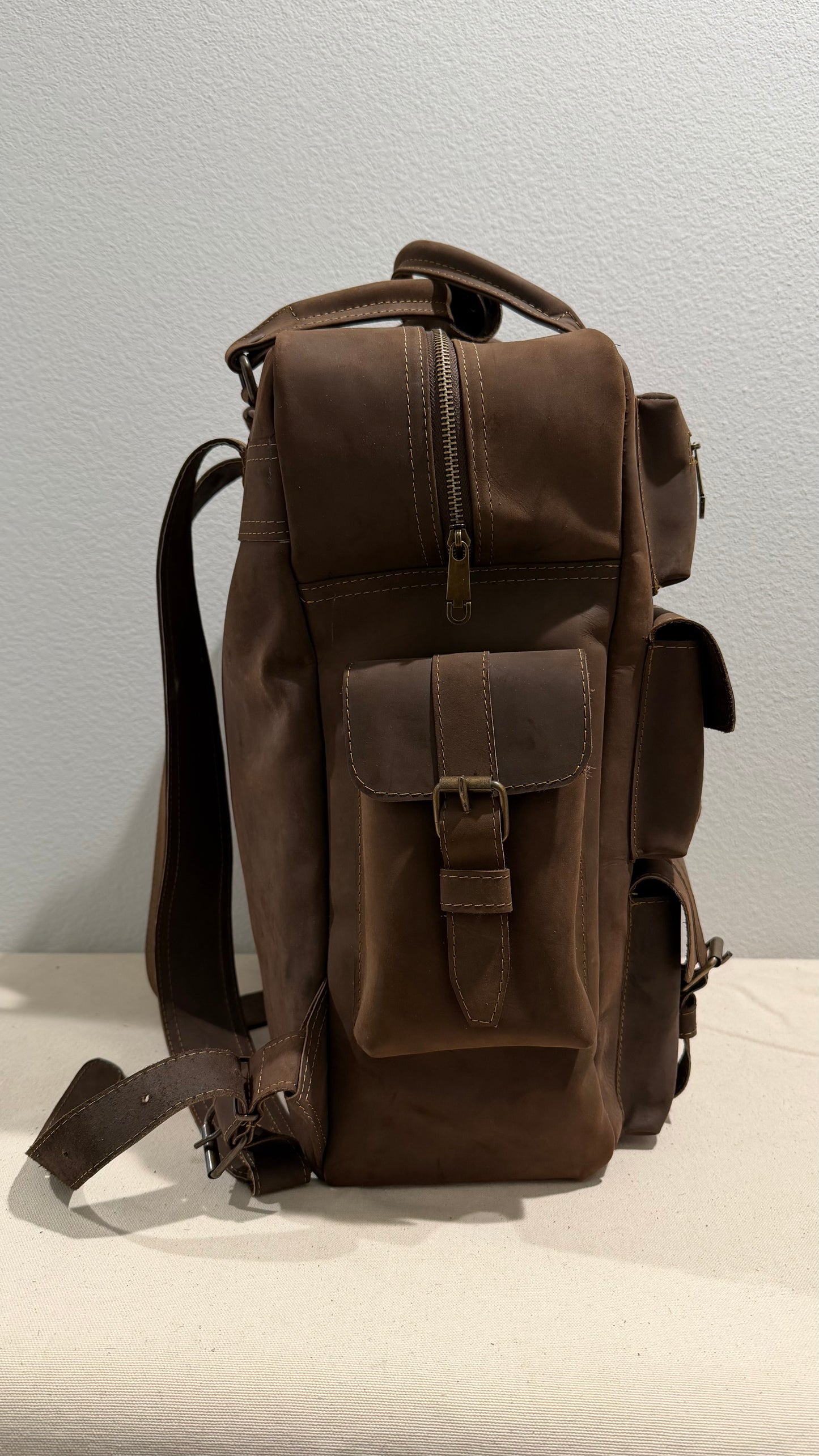 Leather Backpack Brown V1