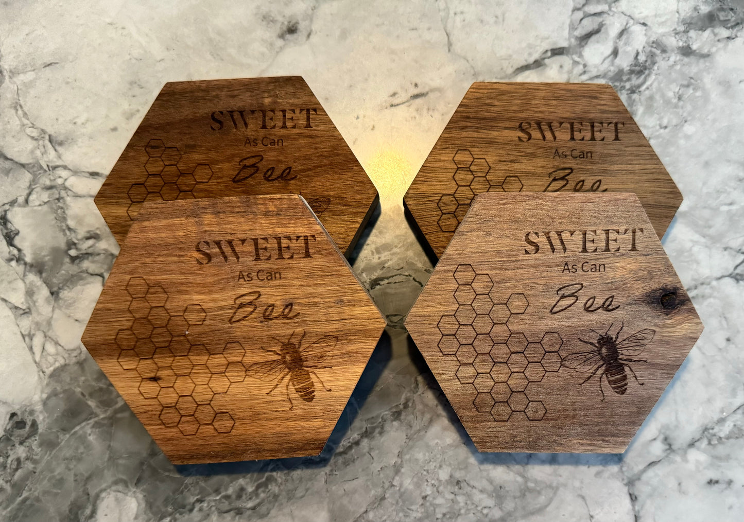 “Sweet as can Bee” Wooden Coaster Set