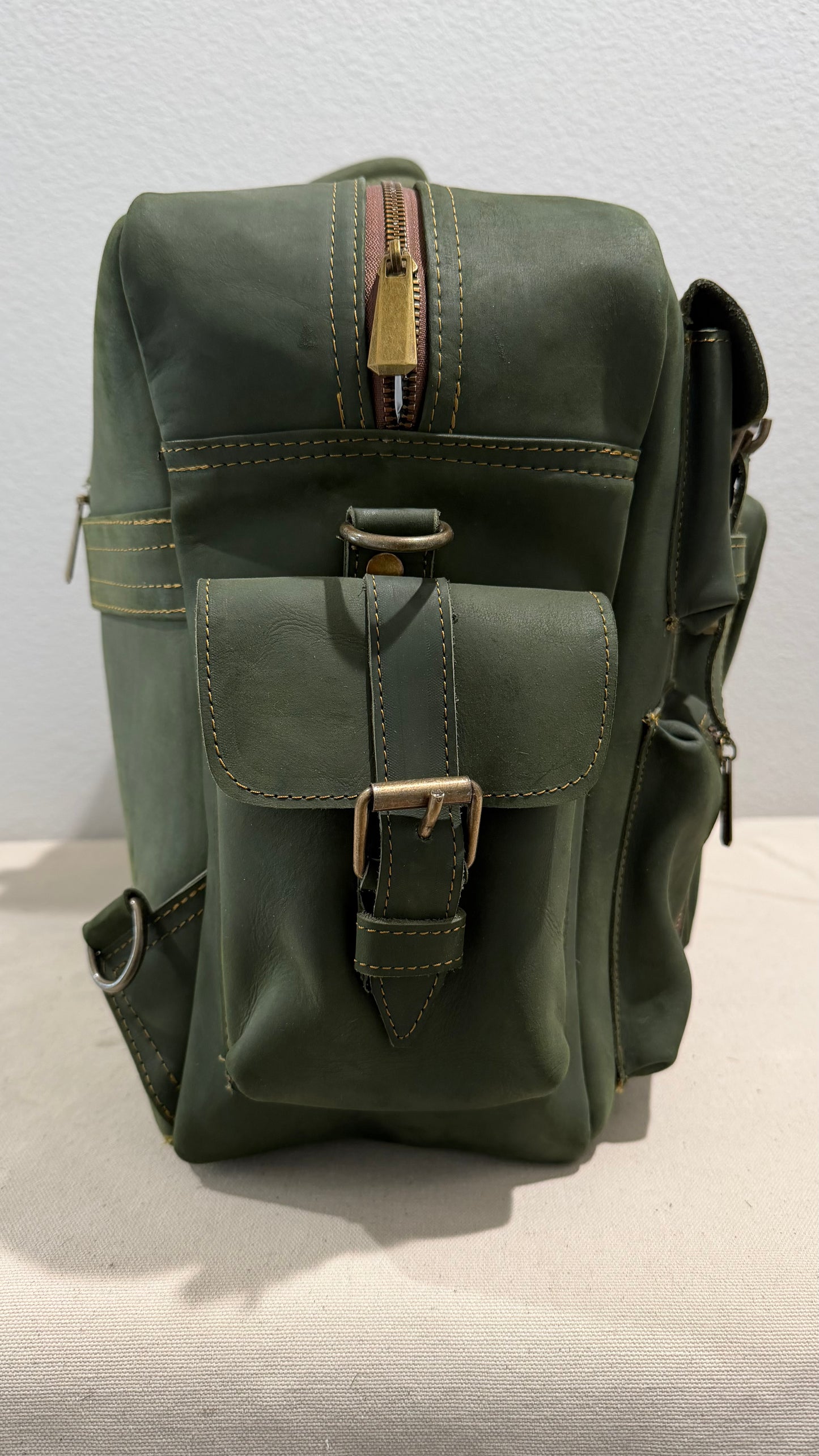 Leather Backpack Green