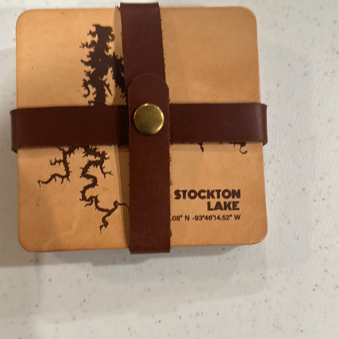 Stockton Lake Coasters Leather