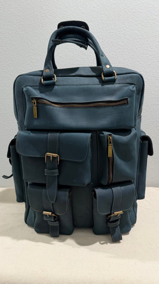 Leather Backpack Blue V3