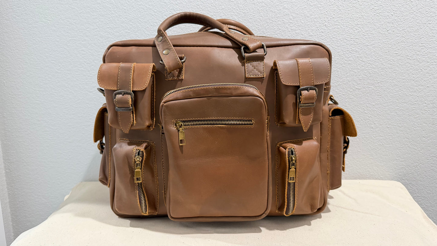 Leather Backpack Brown V3
