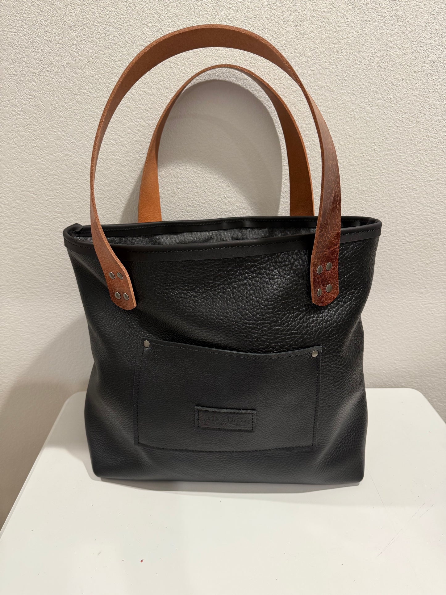 Large Leather Tote Bag - Black