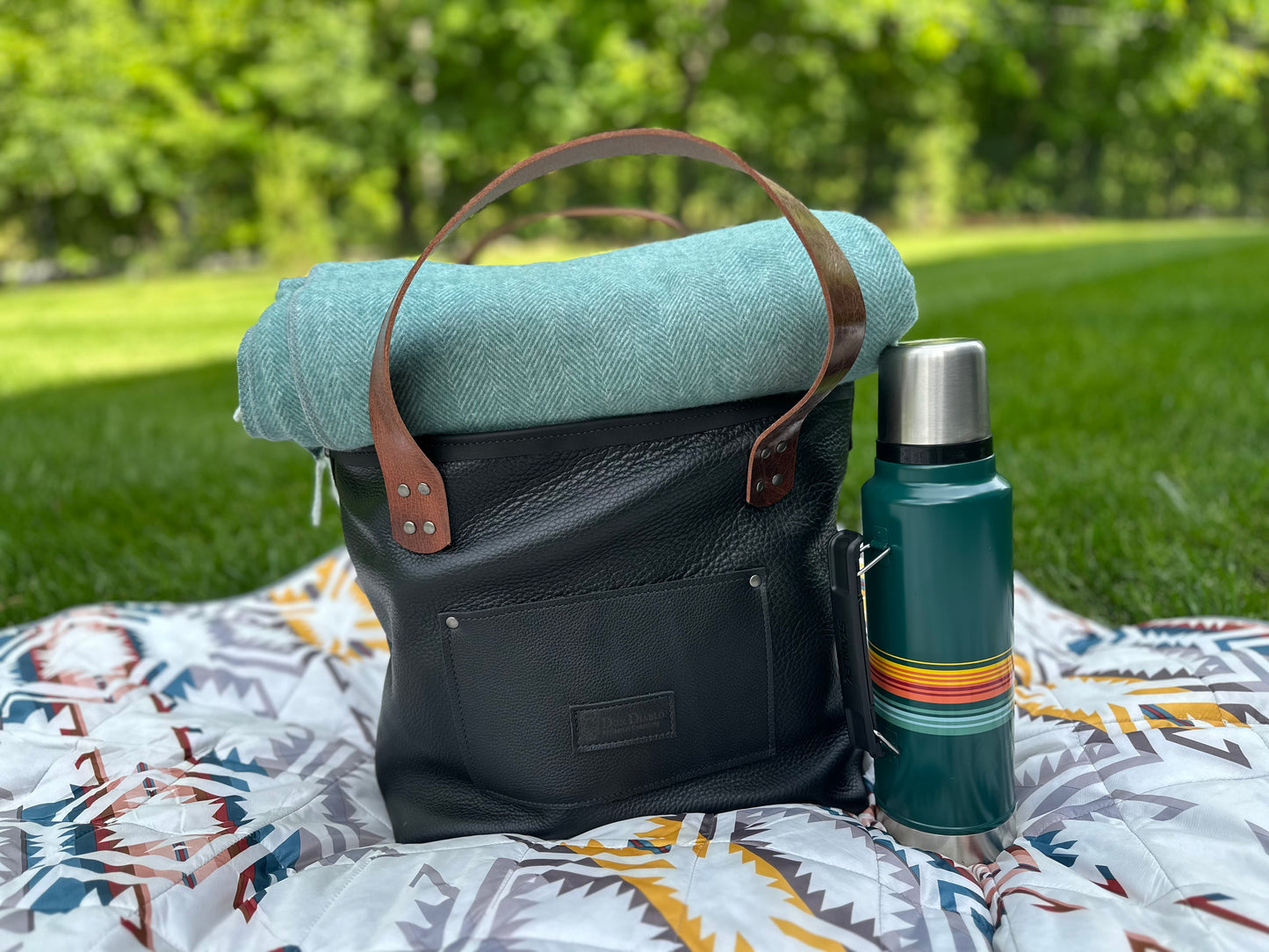 Large Leather Tote Bag - Black