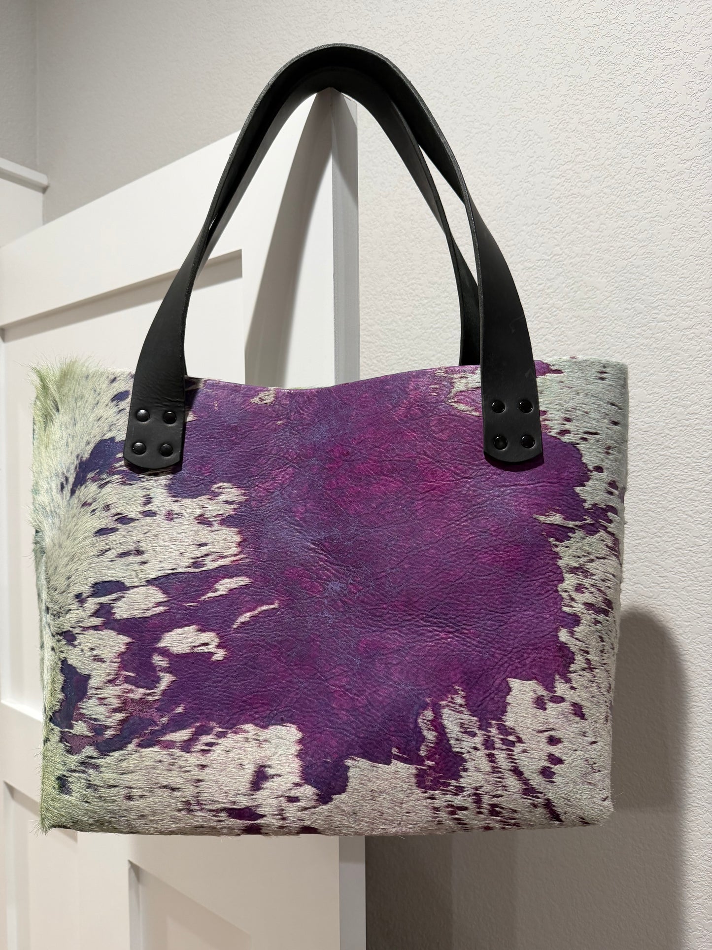 Purple Cowhide Large Leather Tote
