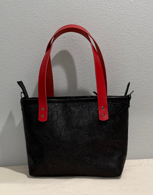 Black Embossed Medium Leather Tote