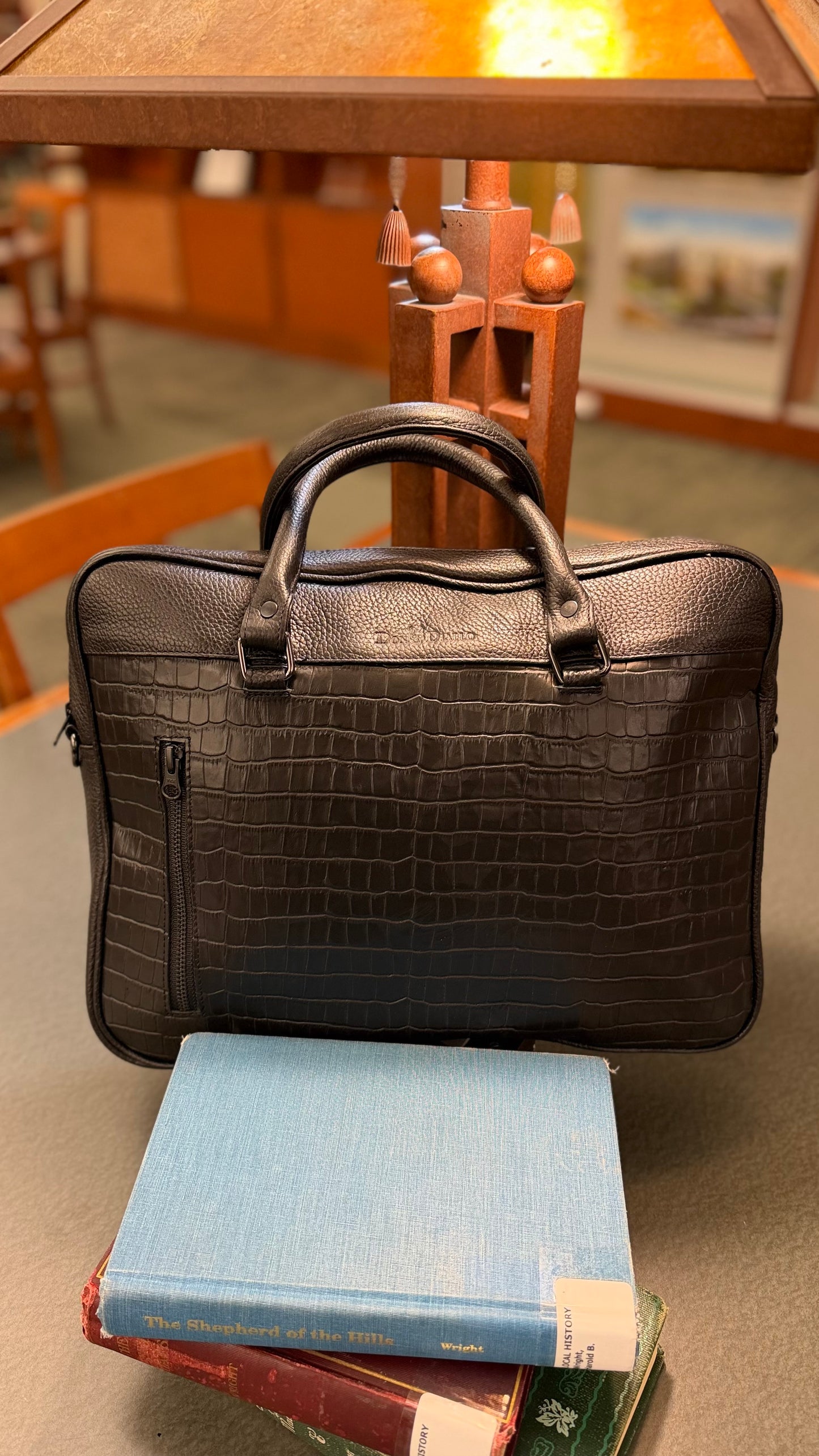 Leather Tech Briefcase - Brown