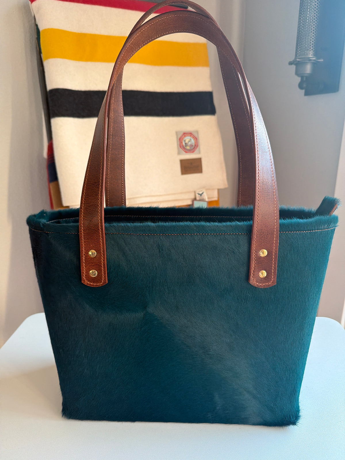 Emerald Hair On Leather Medium Bag