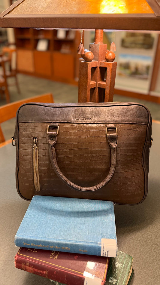 Leather Tech Briefcase - Brown