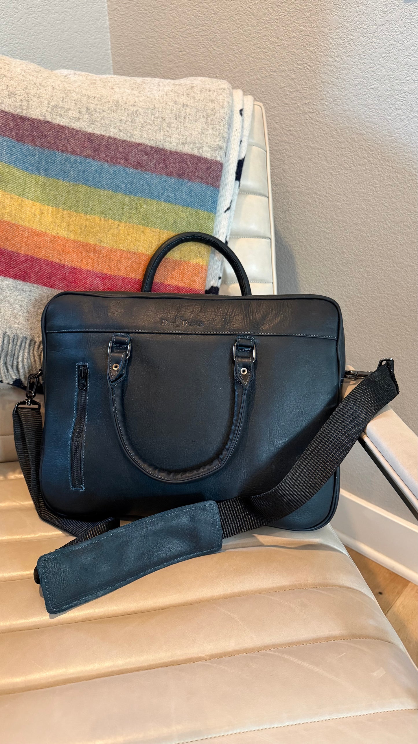 Leather Tech Briefcase - Ocean Blue