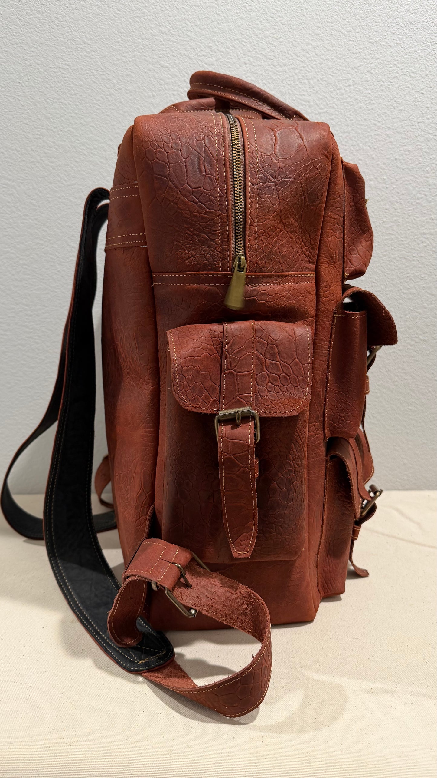 Leather Backpack Red