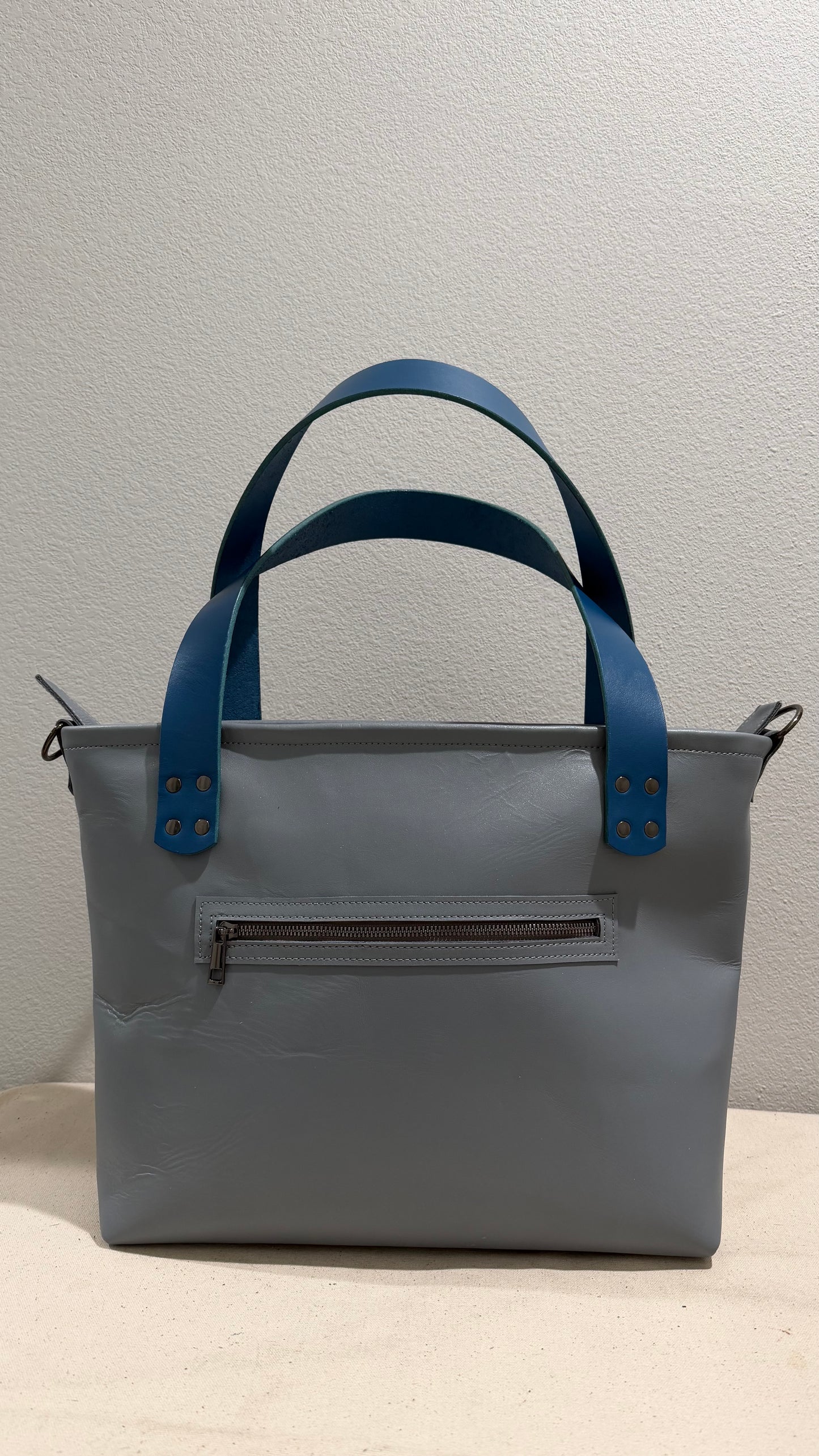 Rainbow Quilted Star on Gray Leather Medium Bag