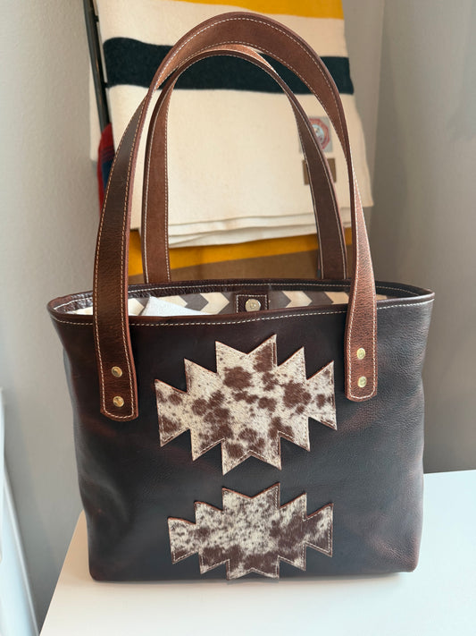 Medium Leather Tote Bag -  Dos Soles (Two Suns)