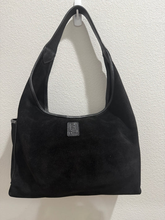 The Sofie - Black Suede Leather Handbag with Leather Trim