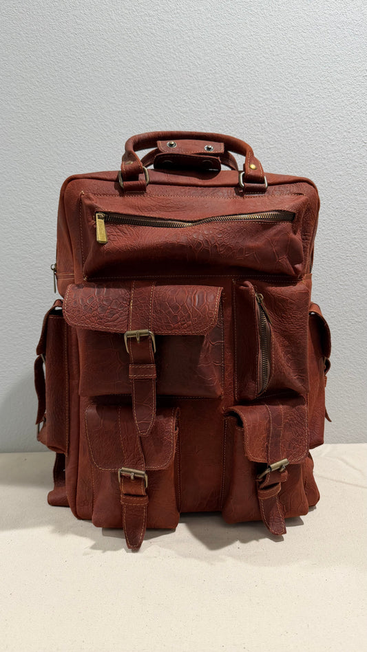 Leather Backpack Red
