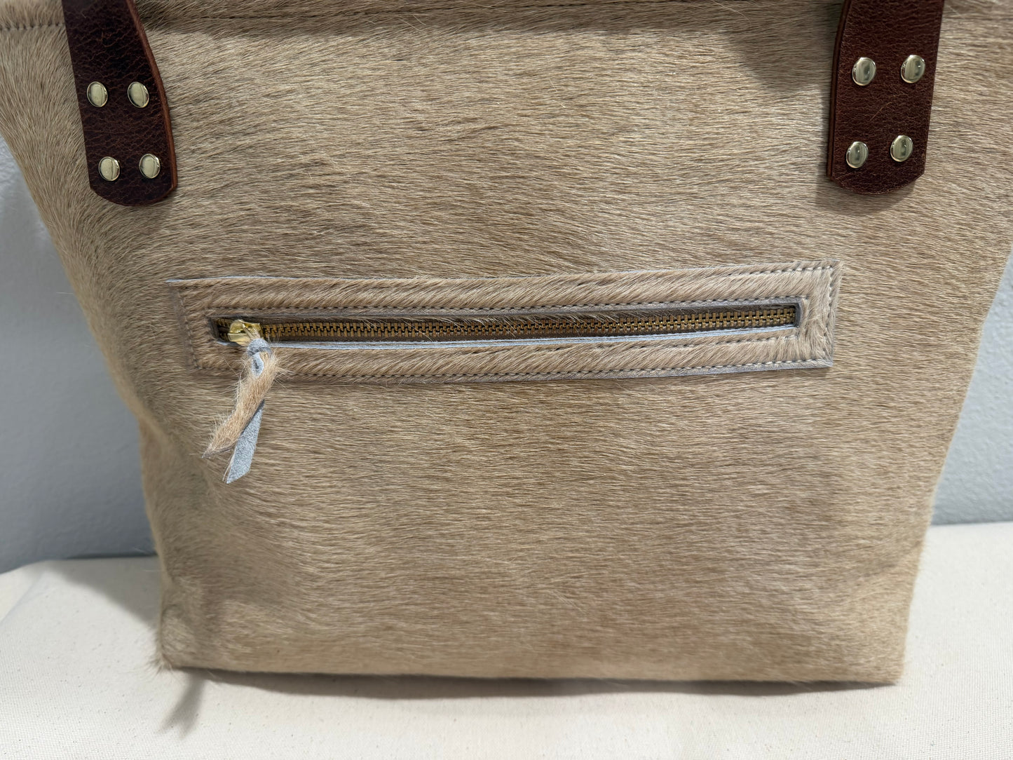 Tan Cowhide Large Leather Tote #2