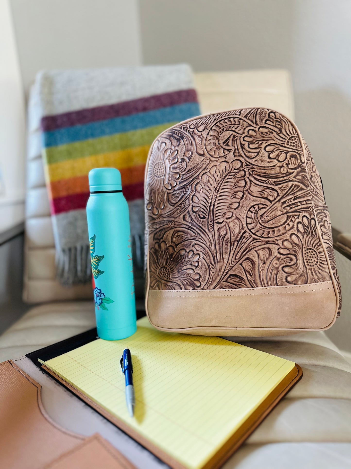 Embossed Leather Backpack