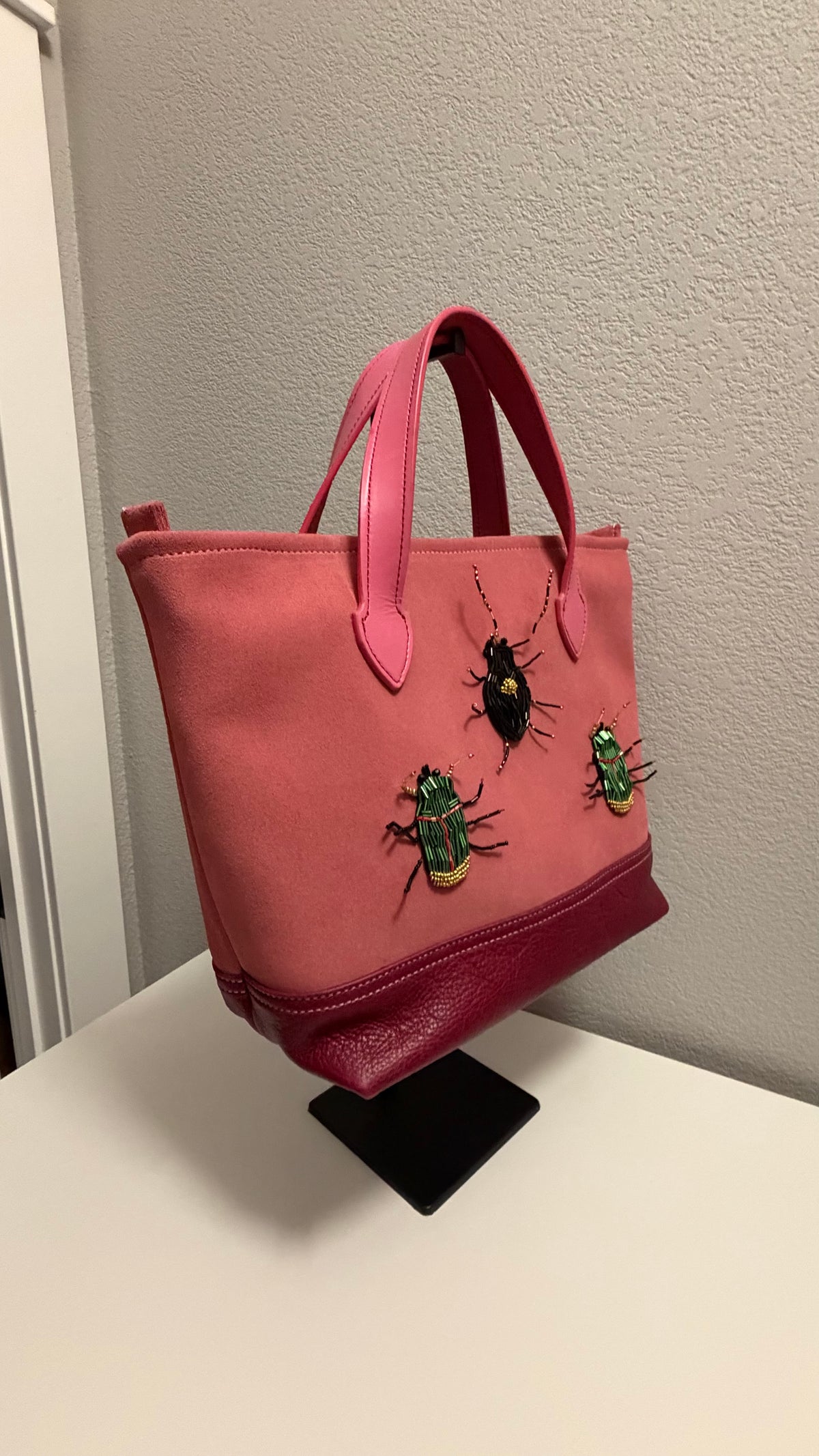 Sequiota Berry Beetle Leather and Suede Purse