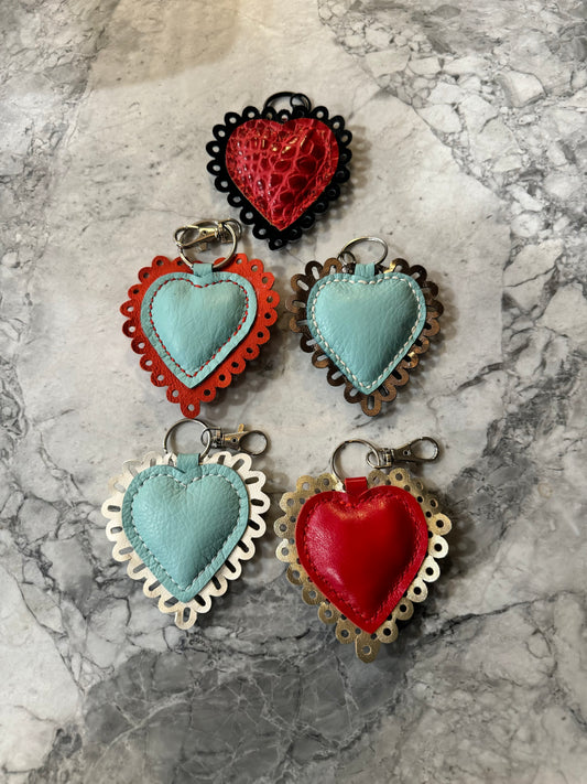 Leather Heart Keychain