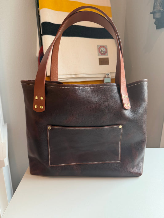 Large Leather Tote Bag -  Brown A