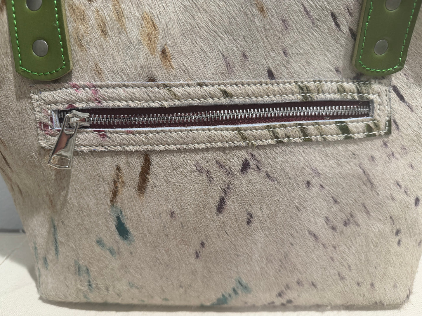 Tie Dye Hair On Medium Leather Tote