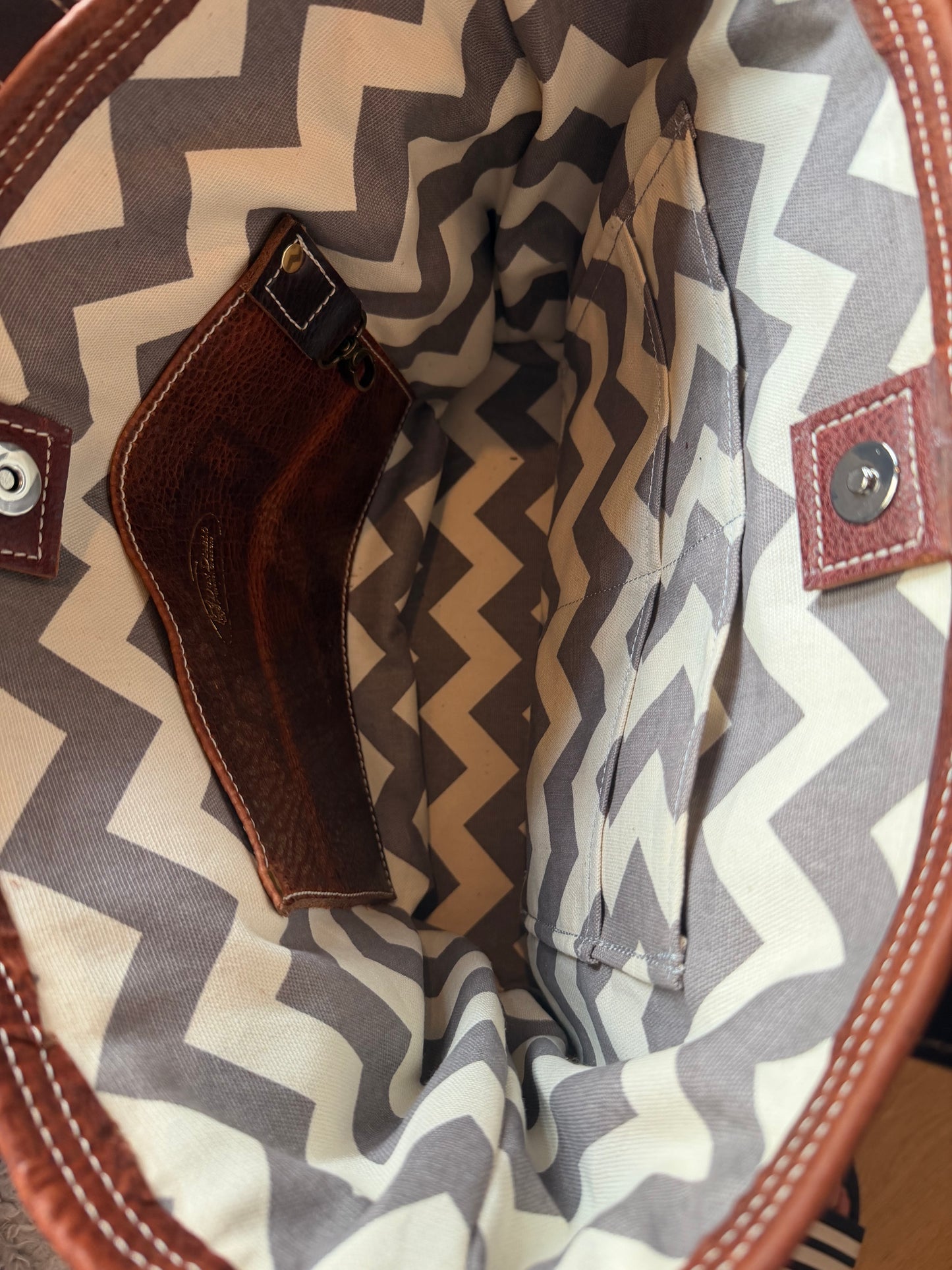 Medium Leather Tote Bag - American Bison A
