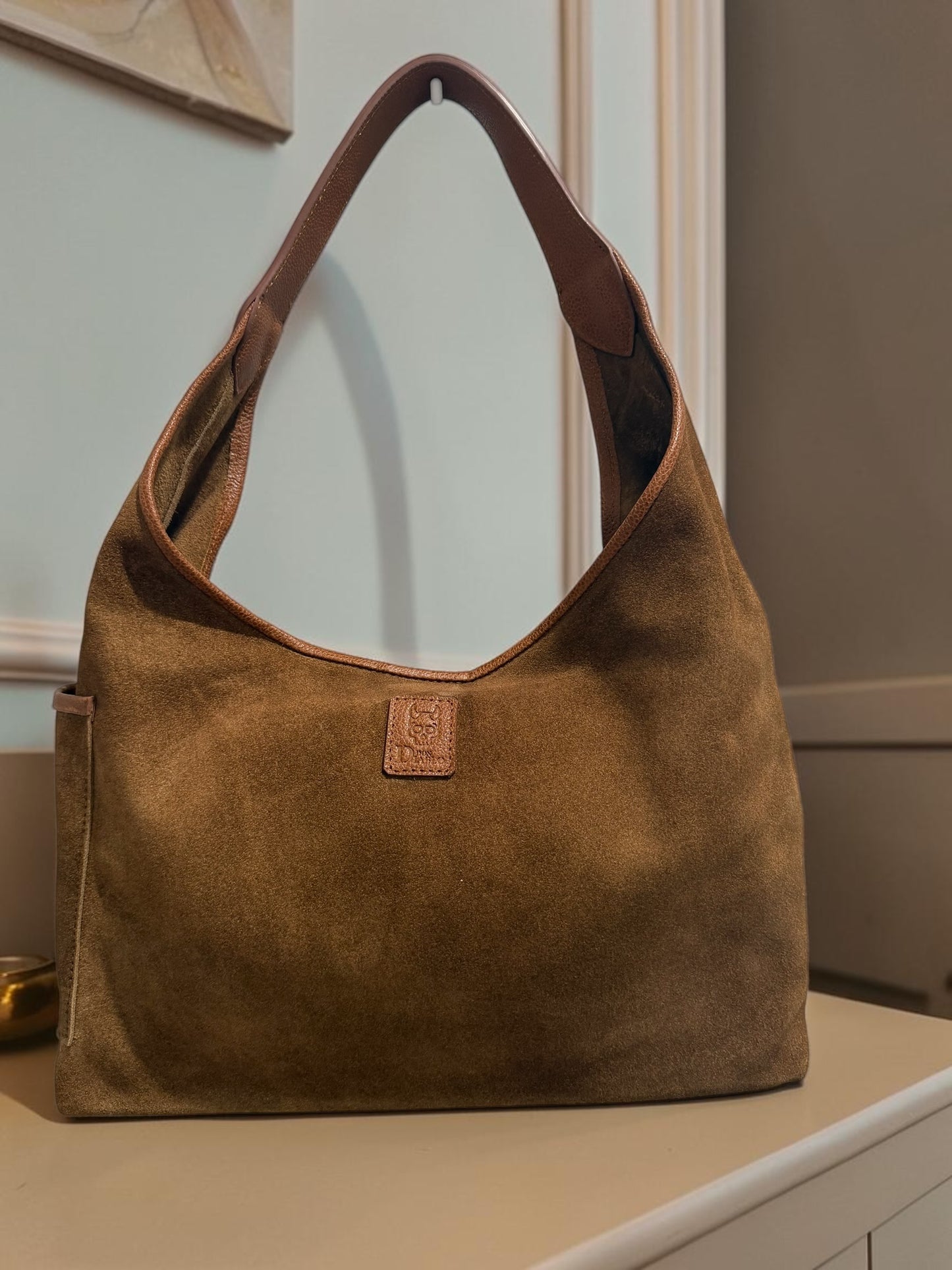 The Sofie - Suede Leather Handbag with Leather Trim