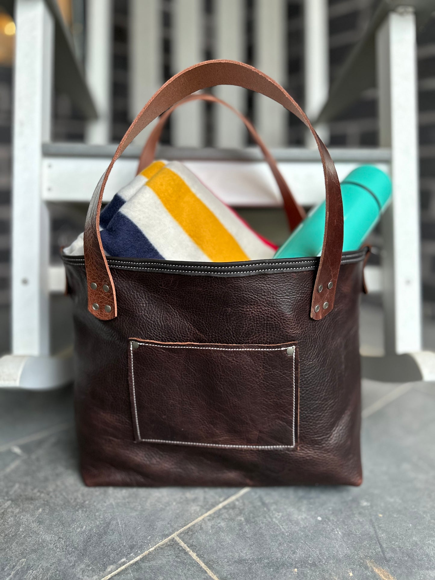 Large Leather Tote Bag - Buffalo Brown