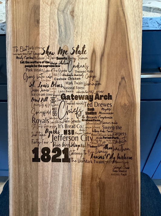 Missouri Words Butcher Block Board