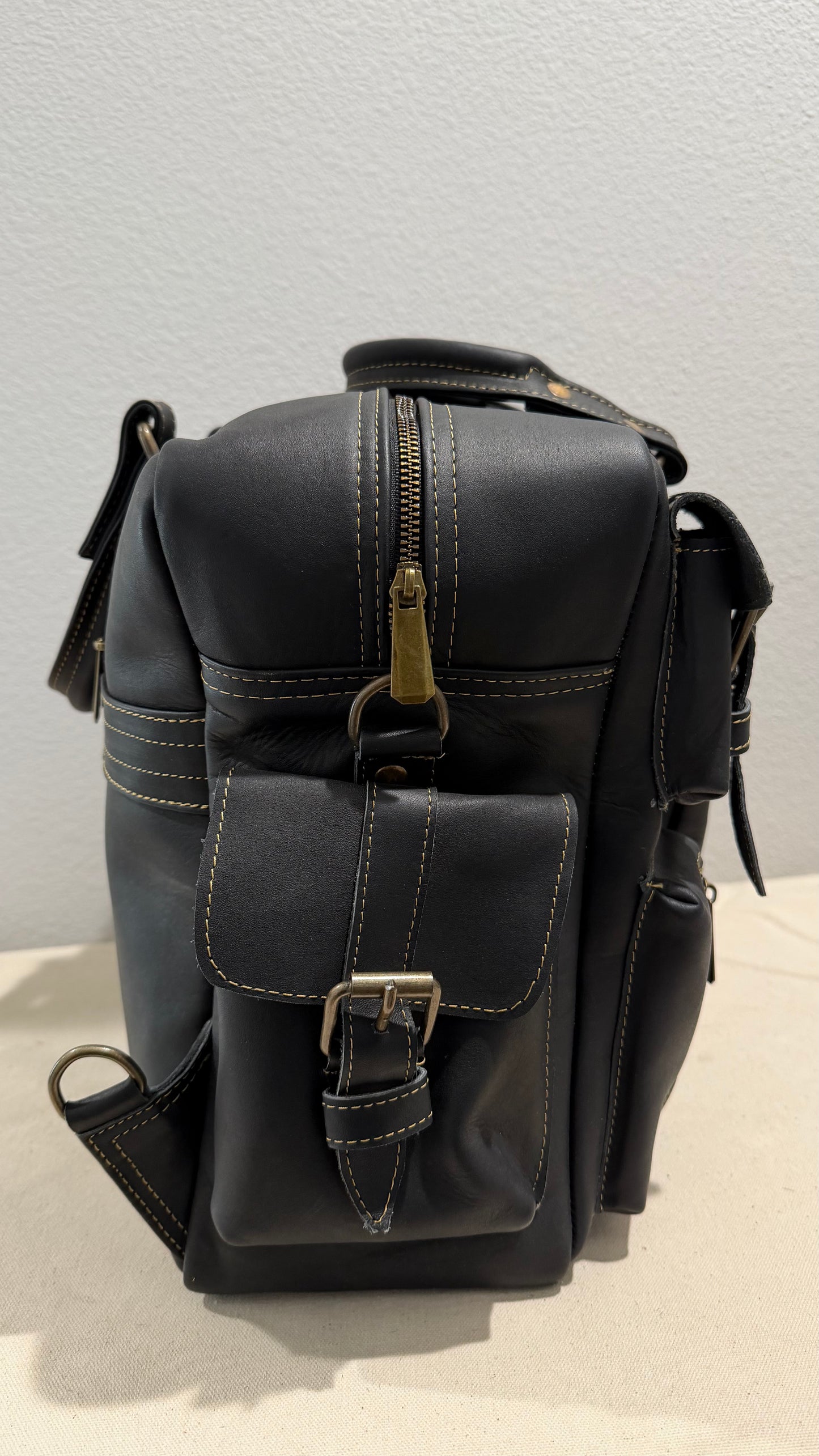 Leather Backpack Black V2